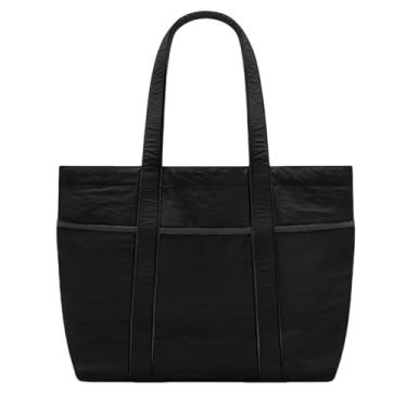 Imagem de altiland Bolsa de ombro casual repelente de água para mulheres com zíper, academia, trabalho, dança, ioga, esportes, viagens, Preto - A, One Size