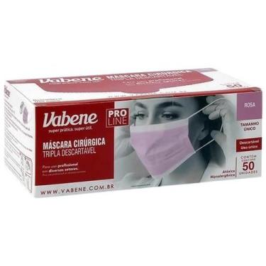 Imagem de Mascara descartavel tripla rosa 50un vabene