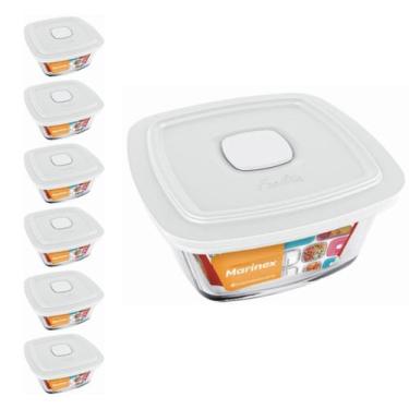 Imagem de Pote Vidro Quadrado Facilita Vap Com Tampa 2L Marinex 6Un - NADIR FIGU