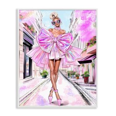 Imagem de Stupell Industries Fashionista in Big City Design de arte giclée emoldurado branco por Jess Stempel, 20 x 16