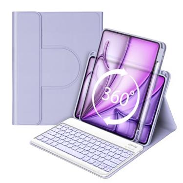 Imagem de GOOJODOQ Capa com teclado para iPad Air 13 polegadas 2025 M3/2024 M2, iPad Pro 12,9 polegadas 6ª/5ª/4ª/3ª geração, capa giratória 360 e teclado magnético destacável com suporte de lápis, modos retrato