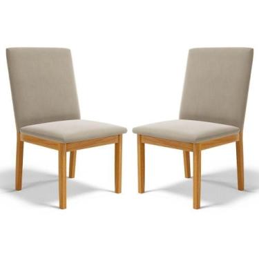 Imagem de Kit Com 2 Cadeiras Daniela Madeira Maciça Estofada Para Mesa De Jantar