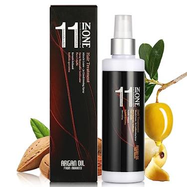 Imagem de Óleo de argan marroquino 11 em 1, condicionador em spray, tratamento capilar com queratina, spray nutritivo ultra rico, cor segura com brilho de longa duração, acabamento livre de emaranhado e frizz