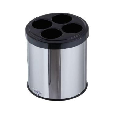 Imagem de Lixeira Redonda Inox Para Copos Descartáveis 25cm - Aldinox