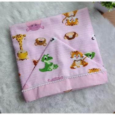 Imagem de Toalha de Banho SAVANA ROSA para Bebê Infantil com Capuz Forrada - Hap