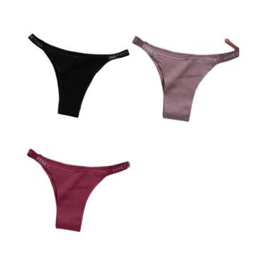 Imagem de Conjunto De 3 Calcinhas Femininas De Algodão, Tanga Sexy, Lingerie Ínt