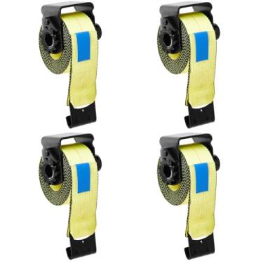 Imagem de Moxweyeni Pacote com 8 guinchos deslizantes para reboque de mesa e correias de guincho de 10 cm x 76 cm para trailers. O kit inclui 4 trilhos deslizantes padrão C e 4 alças de caminhão, acessórios de