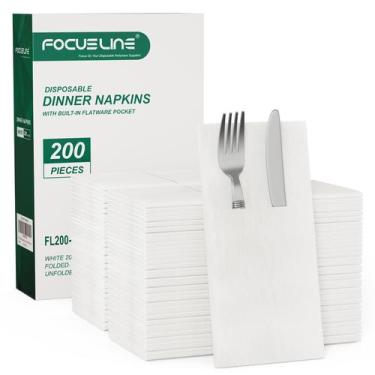 Imagem de Guardanapos descartáveis em forma de pano FOCUSLINE 200 unidades branc