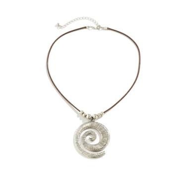 Imagem de Kysin Chiys Colar com pingente de concha em espiral prata para verão, praia, praia, gargantilha de surfista, joia moderna de verão para mulheres e homens, Zinco, Sem Pedra Preciosa