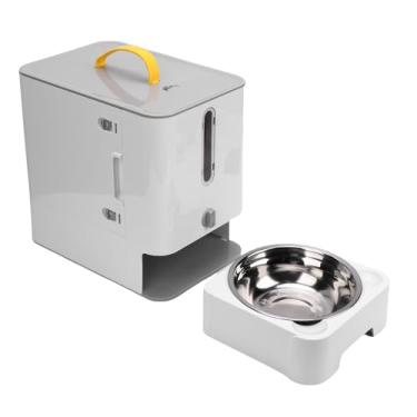 Imagem de Fockety Alimentador de Gatos Automáticos, Dispensador Automático de Cães para Cães de Grande Capacidade Organizador de Lanches Cronometrado Alimentador de Animais de Estimação para (Cinza)