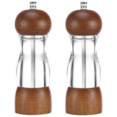 Imagem de ZJRDYYK Conjunto de 2 peças de moedor de sal e pimenta de madeira, saleiro grosso ajustável e pimenteiro para sua cozinha