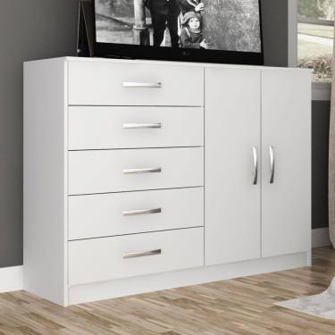 Imagem de Cômoda Florença 2 Portas 5 Gavetas Branco - Panorama Móveis