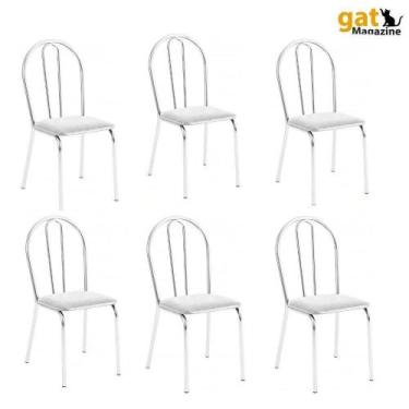 Imagem de Kit 6 Cadeiras Lisboa Cromada Para Cozinha Ou área Gourmet-assento Sin