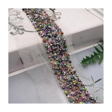 Imagem de 180CM Black White Pearl Beaded Lace Trim Collar Ribbon for Wedding Dress, Clothes, Belts – 9 Colors, 3CM Width, Handcrafted Elegant Sewing Material(Style9)