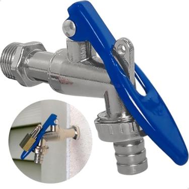 Imagem de Dona D Cor, Torneira Esfera De Jardim Com Trava de Cadeado Registro 1/4 De Volta Saída 3/4 Com Bico Adaptador Para Mangueira 1/2