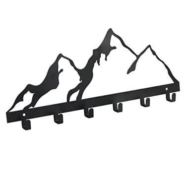 Imagem de SuepeUsop Suporte de parede para cabideiro, porta-chaves de entrada, ganchos de metal de parede preto para pendurar casacos, toalhas, chapéu, roupas, chaves, bolsa para animais de estimação