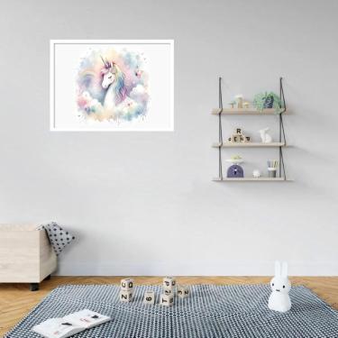 Imagem de Quadro Decorativo Unicórnio Arco-Íris - 50X70Cm