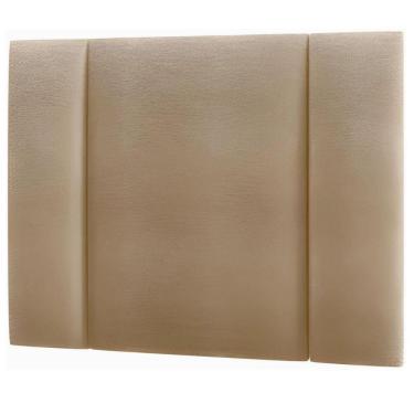 Imagem de Cabeceira Estofada Cama Box Solteiro Com Led Moderna 90 Cm veludo Bege