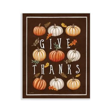 Imagem de Stupell Industries Give Thanks with Varied Pumpkins Wall Plaque Art, design por Elizabeth Tyndall, 14 x 11