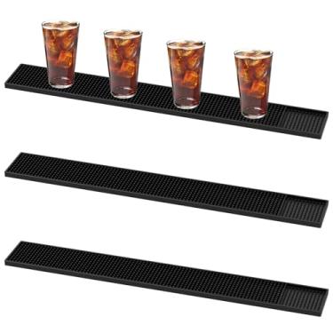 Imagem de Pacote com 3 tapetes de barra de borracha, tapete de bar grosso, durável e elegante para derramamentos, tapete de secagem de pratos de PVC, acessórios de bancada de barman para coquetéis, café