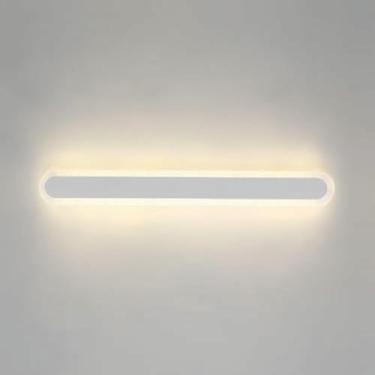 Imagem de WLHAZMWY Arandela de parede de LED nórdica moderna - luminária interna com fio para sala de estar, fundo de lâmpada de sofá 3 modos de cores (60 cm, verde claro)