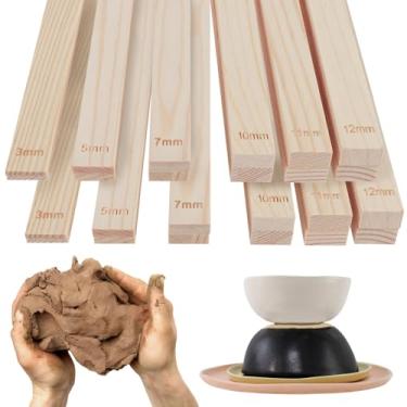 Imagem de FALESOUL Ferramentas de cerâmica, 10 peças de guia de bastão de lama para ensino de cerâmica, 5 tamanhos de guias de rolo de massa de madeira para argila de polímero e cerâmica, ferramentas de ensino