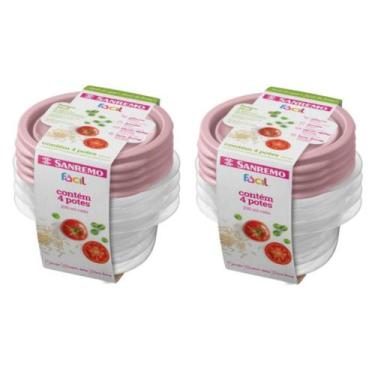 Imagem de Kit 8 Potes Para Alimentos Redondo 230 ML Transparente - Sanremo