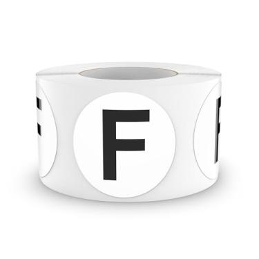 Imagem de FINDAT Adesivos redondos com letra F, círculo de vinil, letras maiúsculas, letras maiúsculas, etiquetas autoadesivas, removíveis, à prova d'água, pontos para inventário de escritório doméstico, 500