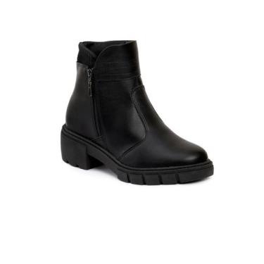 Imagem de Bota Feminina Flother Cano Curto Canelado em Napa - Beira Rio, Preto, 