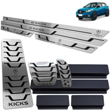 Imagem de Pedaleira + Soleiras + Descanso Preto Nissan Kicks Uefa Ed