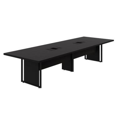 Imagem de Mesa de Reunião 360cm Corporativa 6 Pessoas com Caixa de Tomadas Corporate Preto