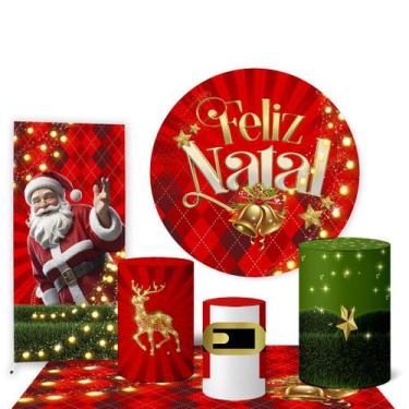 Imagem de Trio Capas Cilindro e Painel Redondo e Lateral e Tapete Natal - Fadrix