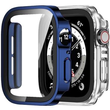 Imagem de Amizee Pacote com 2 capas compatíveis com Apple Watch série 6/5/4/SE de 44 mm com protetor de tela integrado, capa rígida de policarbonato de borda reta ultrafina antiarranhões para iWatch de 44 mm