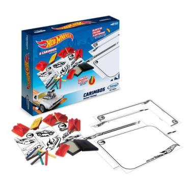 Imagem de Brinquedo Infantil Carimbos Hot Wheels 6 Carimbos Giz de Cera Bloco Pa