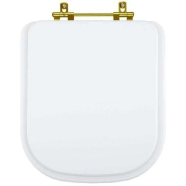 Imagem de Tampa de Vaso Laqueado Axis Branco para bacia Deca com Ferragem Dourad