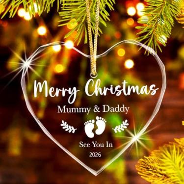 Imagem de Enfeite de bebê em breve 2026, Merry Christmas Mommy & Daddy See You in 2026 Ornamento de cristal pendurado