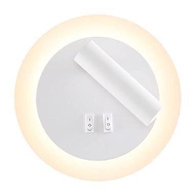 Imagem de Luminária de parede Luminária de leitura montada na parede com interruptor Luminária de parede LED para quarto Lâmpada de cabeceira Hotel Guest Study Room Luminária de parede redonda quadrad