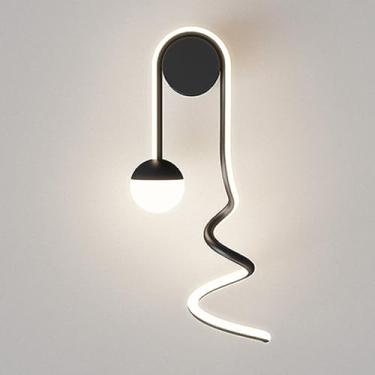 Imagem de Luminária de parede espiral linear, luminária de parede de metal ultrafina com abajur de acrílico esférico, luzes de parede modernas de LED de 21 W, luzes de parede de iluminação de cabeceir