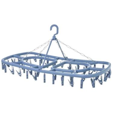 Imagem de Varal Roupa Intima, Varal Dobravel Roupa Intima, 48 Prendedores Resistente Dobravel Pronta, 42×42cm(Azul)