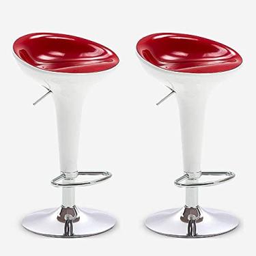 Imagem de UISLA Banco de bar giratório para móveis, conjunto de 2 bancos, banco de balcão elevador, banco de altura de cozinha, bar com apoio para os pés/branco/G