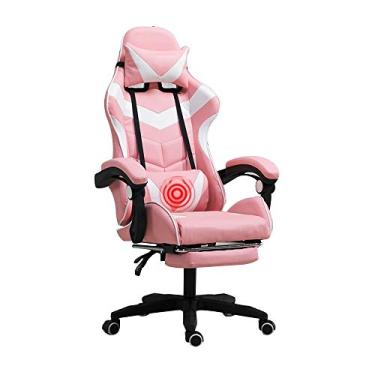 Imagem de Função giratória, assento ergonômico com apoio para os pés, encosto alto para jogos, multifuncional com encosto de cabeça e suporte lombar para videogame giratório