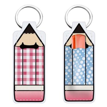 Imagem de FREEBLOSS 2 peças, porta-batom, porta-batom, porta-chaves, lápis, feminino, protetor labial, bolsa para mulheres, presente 1,5 x 3,8/3,8 x 9,6 cm