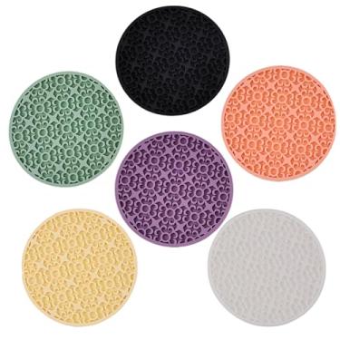 Imagem de Porta-copos de silicone, antiderrapante, porta-copos coloridos para mesa de centro, bar e mesa de escritório – Conjunto de 6 com design floral, resistente ao calor e pode ser lavado na lava-louças