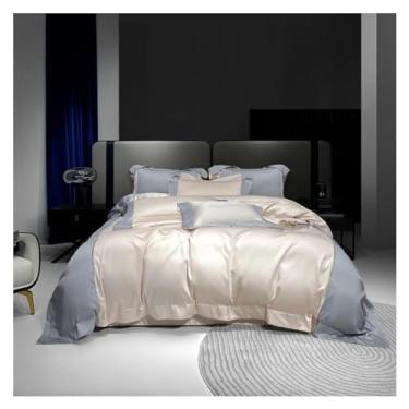 Imagem de Conjunto de cama de algodão 2000TC bordado com lençol e capas de edredom e fronhas (1 Queen)