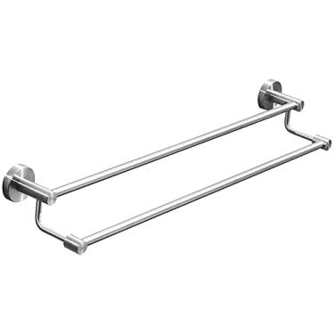Imagem de Toalheiro duplo de poste alto e baixo toalheiro montado na parede Toalheiro duplo escovado de aço inoxidável 304 (60 cm)