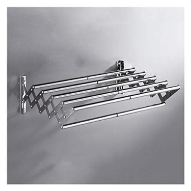 Imagem de Toalheiro de aço inoxidável toalheiro de banho montado na parede secador de roupa toalha rack dobrável multifunções/60 cm (48 77 cm)