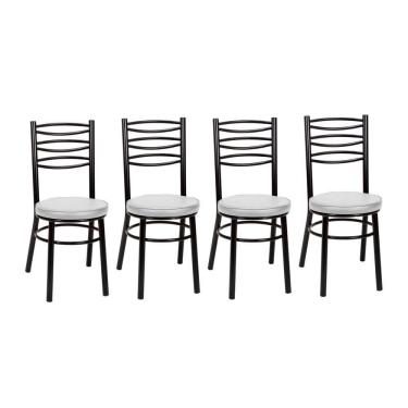 Imagem de Kit 4 Cadeiras Cp34 Pintadas Pretas Debrum Treparoni Preto Com Branco