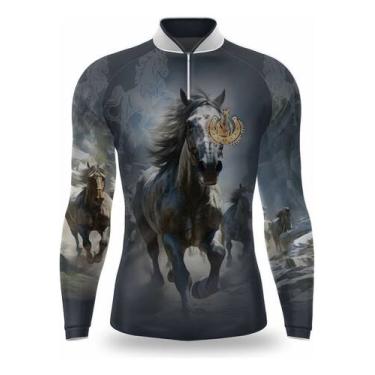 Imagem de Camisa Infantil Cavalo Cavalgada Camiseta Agro Proteção Uv50 - Vaqueja