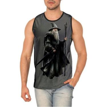 Imagem de Regata Masculina Senhor Dos Anéis Blusa Gandalf 735 - smoke, Preto, P