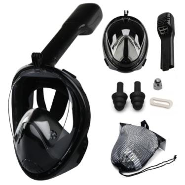 Imagem de Máscara de Mergulho Snorkel Adulto Full Face com Suporte para Câmera, Óculos de Natação e Mergulho - Ajustável em Silicone para Praia, Piscina e Mergulho Livre(Preto L/XL)